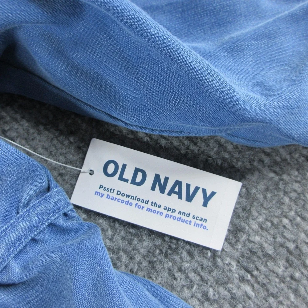 Old Navy Dress Womens XXL Blue Smocked Square Neck 3/4 Puff‎ Sleeve Trapeze Mini
